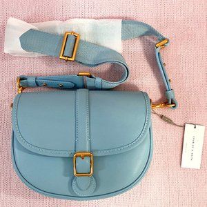 Charles & Keith Flora Belted Saddle Bag - Blue